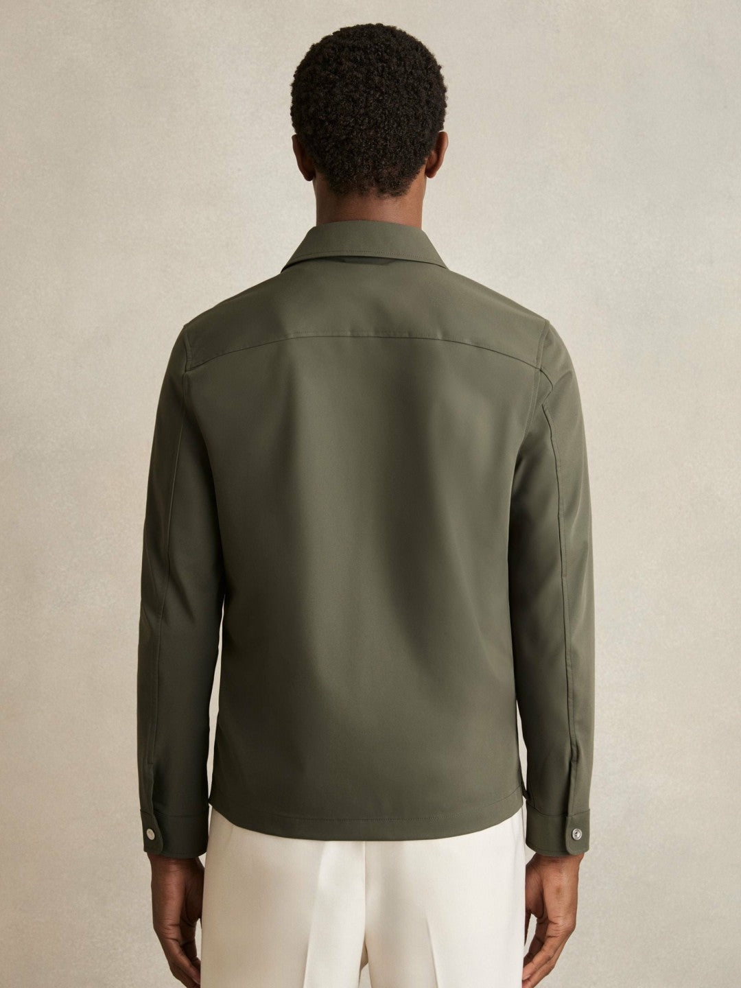 Reiss Technical Zip-Through Overshirt in Green