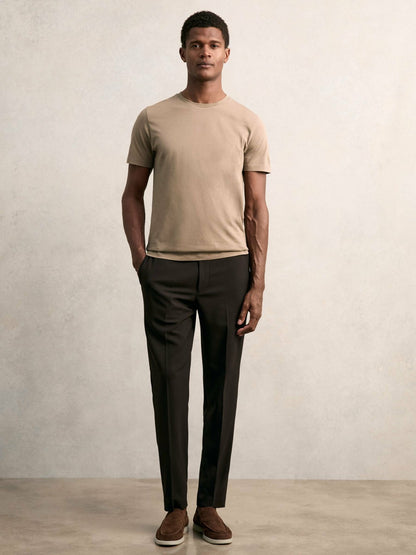 Reiss Cotton Crew Neck T-Shirt in Light Taupe Brown
