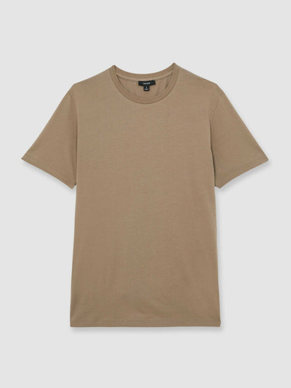 Reiss Cotton Crew Neck T-Shirt in Light Taupe Brown