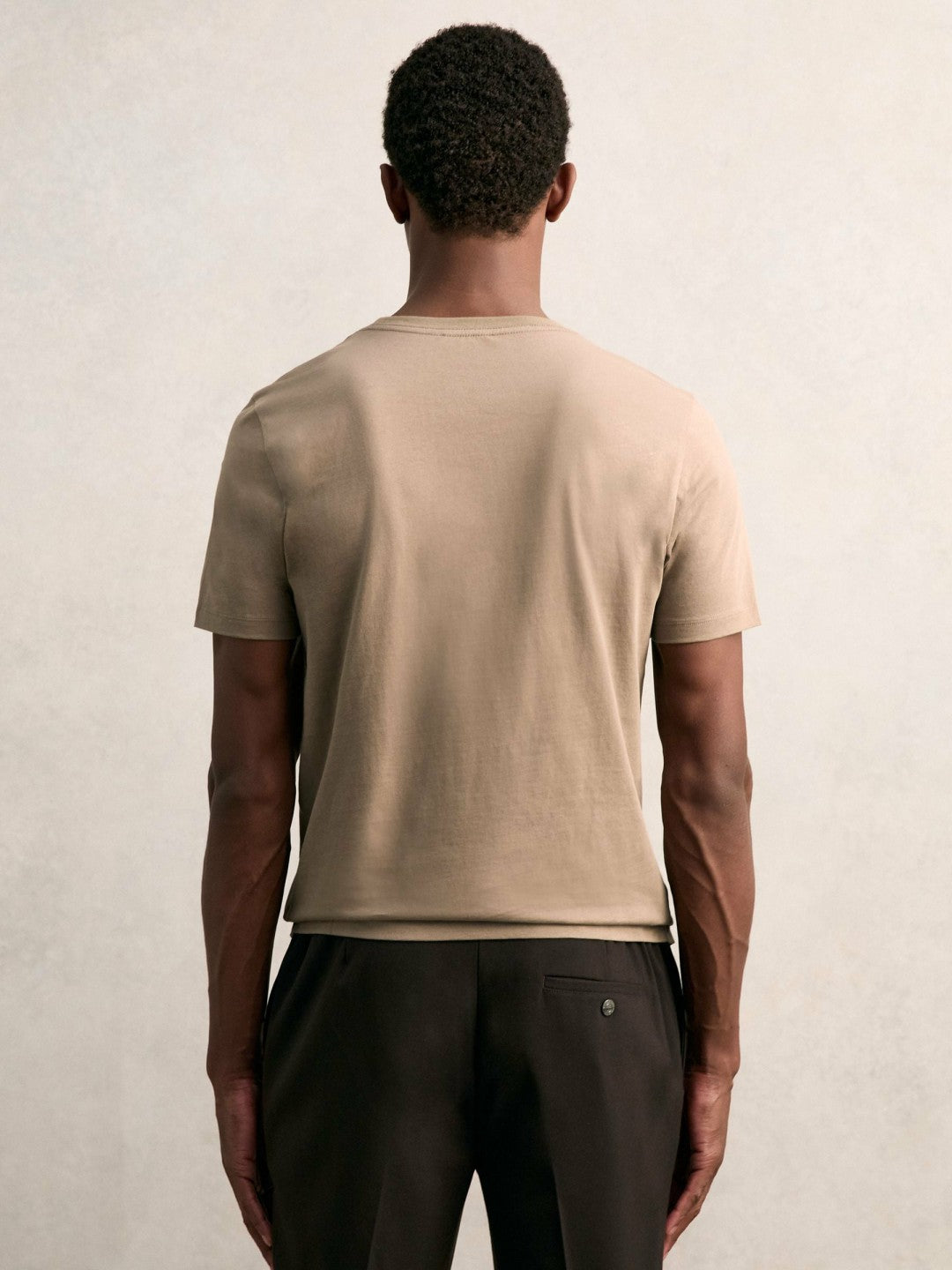 Reiss Cotton Crew Neck T-Shirt in Light Taupe Brown
