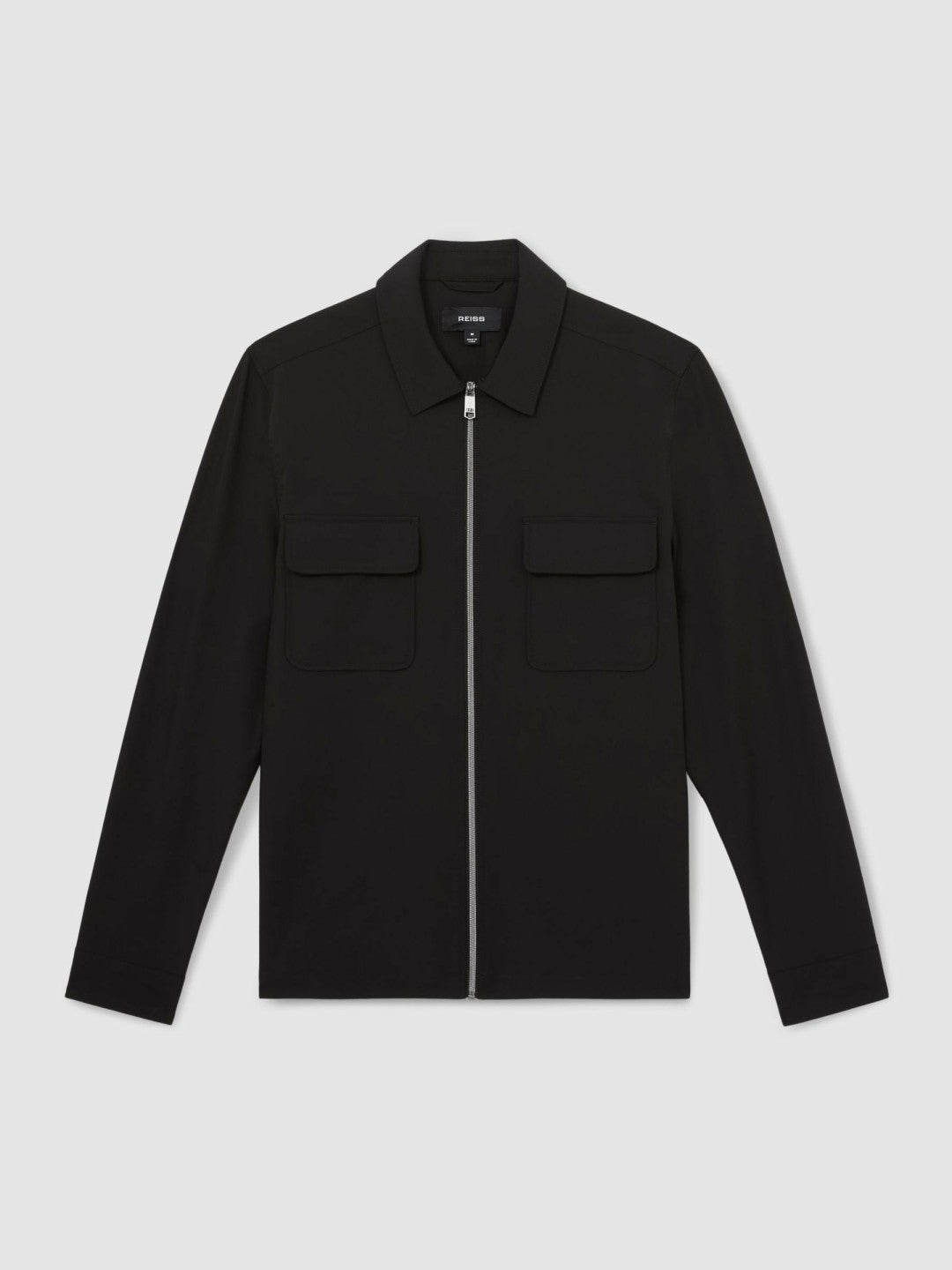 Reiss Technical Zip-Through Overshirt in Black