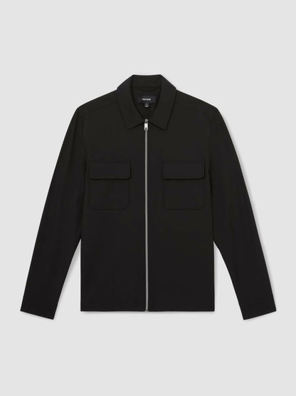 Reiss Technical Zip-Through Overshirt in Black