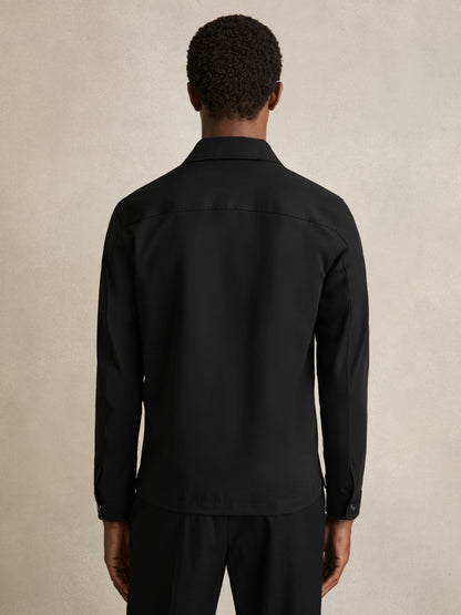 Reiss Technical Zip-Through Overshirt in Black