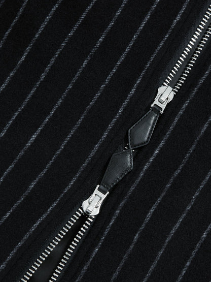 Reiss Wool-Blend Chalk-Stripe Bomber Jacket in Navy