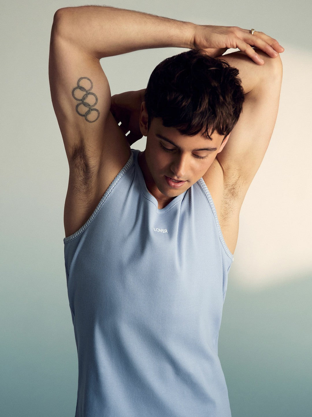 Reiss | Tom Daley Cotton Lover Vest with Stretch in Soft Blue