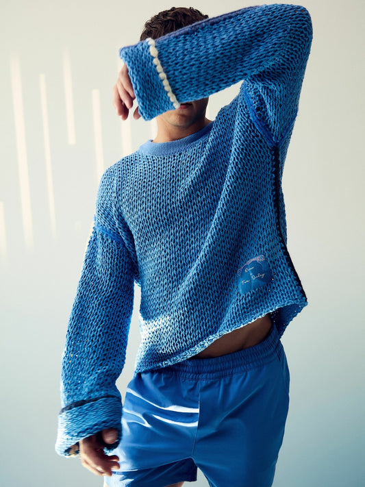 Reiss | Tom Daley Chunky Knit Jumper in Soft Blue