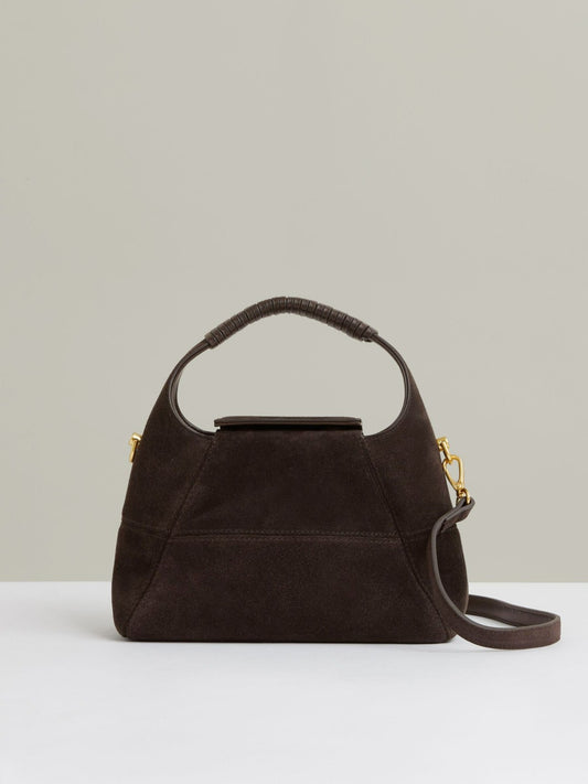 Reiss Suede Shoulder Bag in Chocolate