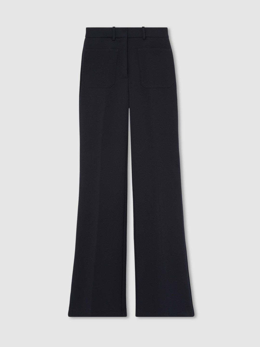 Reiss Twill Patch-Pocket Flared Trousers in Navy