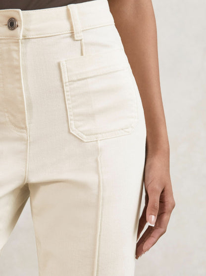 Reiss Petite Patch-Pocket Flared Jeans in Ecru