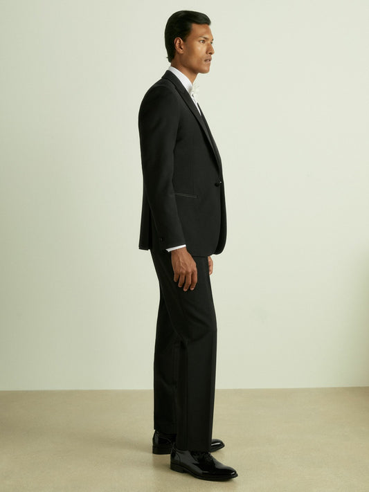 Reiss Wool-Blend Regular-Fit Tuxedo Trousers in Black
