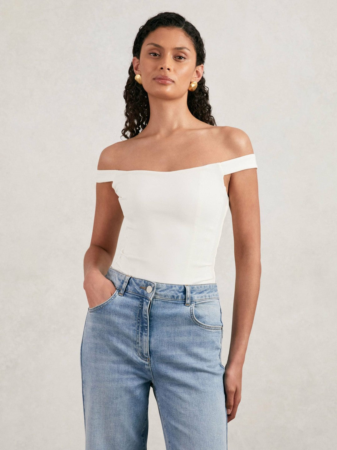 Reiss Scuba Corset Bodysuit in White