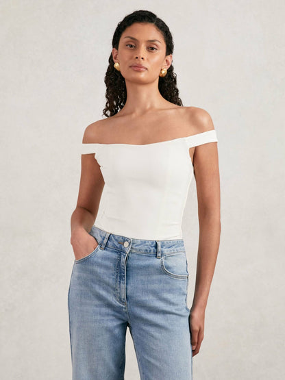 Reiss Scuba Corset Bodysuit in White