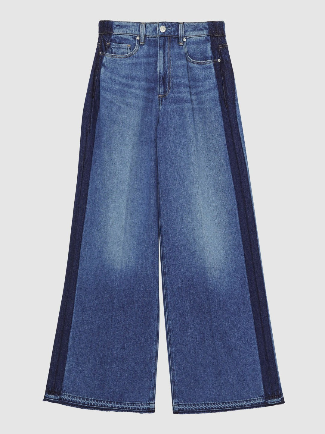 Reiss Paige Side Stripe Wide Leg Jeans in Navy/Blue Stripe