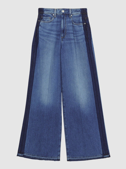 Reiss Paige Side Stripe Wide Leg Jeans in Navy/Blue Stripe