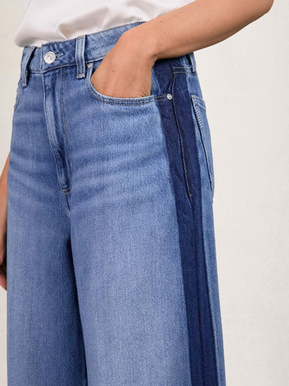 Reiss Paige Side Stripe Wide Leg Jeans in Navy/Blue Stripe