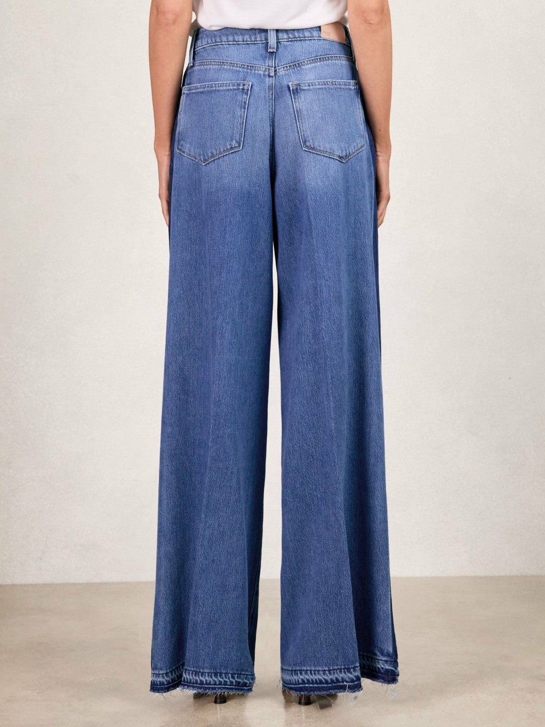 Reiss Paige Side Stripe Wide Leg Jeans in Navy/Blue Stripe