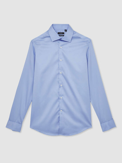 Reiss Slim Fit Slim-Fit Cotton-Sateen Shirt in Mid Blue