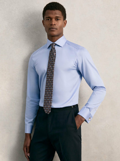 Reiss Slim Fit Slim-Fit Cotton-Sateen Shirt in Mid Blue