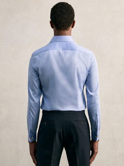 Reiss Slim Fit Slim-Fit Cotton-Sateen Shirt in Mid Blue