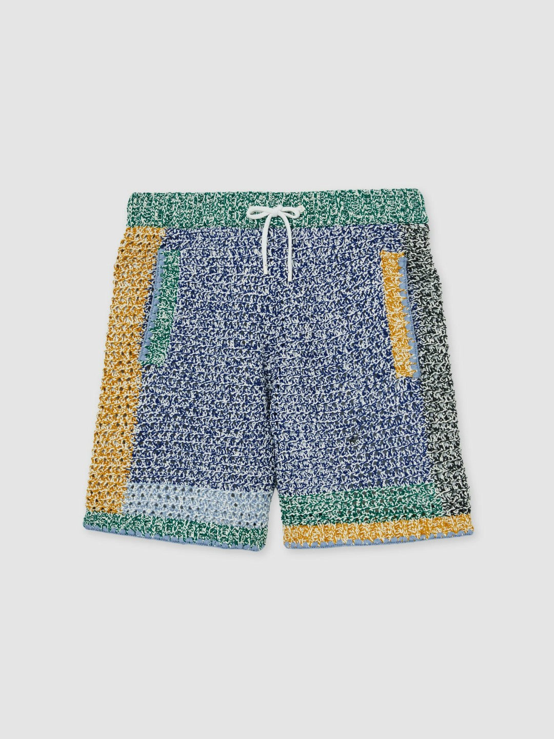 Reiss | Tom Daley Crochet Panel Shorts in Yellow/Green/Blue Multi