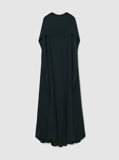 Reiss Petite Crepe Cape Maxi Dress in Teal Green