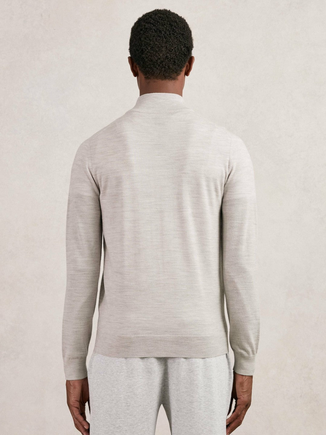 Reiss Merino Wool Zip Through Cardigan in Wicker Brown Melange