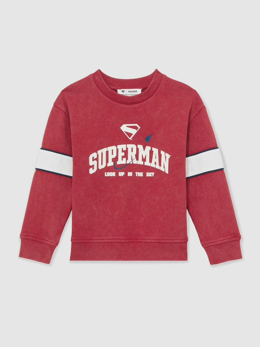 Reiss 13-14 yrs Superman Cotton Logo Sweatshirt in Red