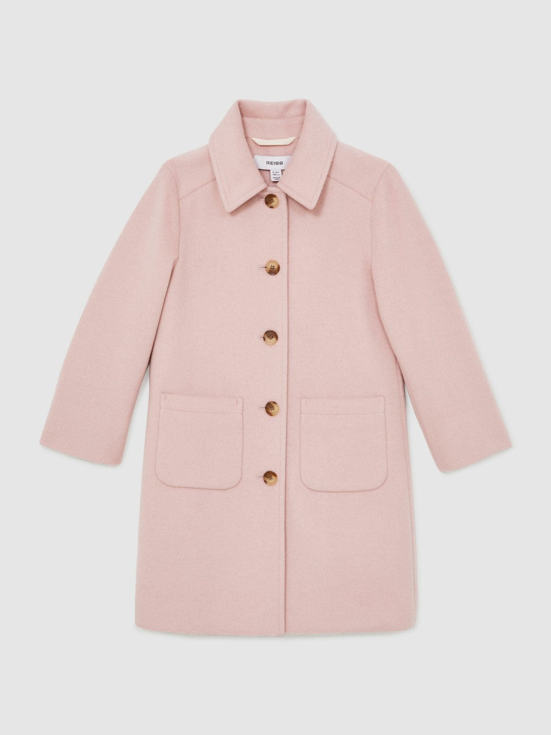 Reiss 9-13 yrs Wool-Blend Single-Breasted Coat in Pink