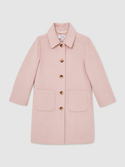 Reiss 9-13 yrs Wool-Blend Single-Breasted Coat in Pink