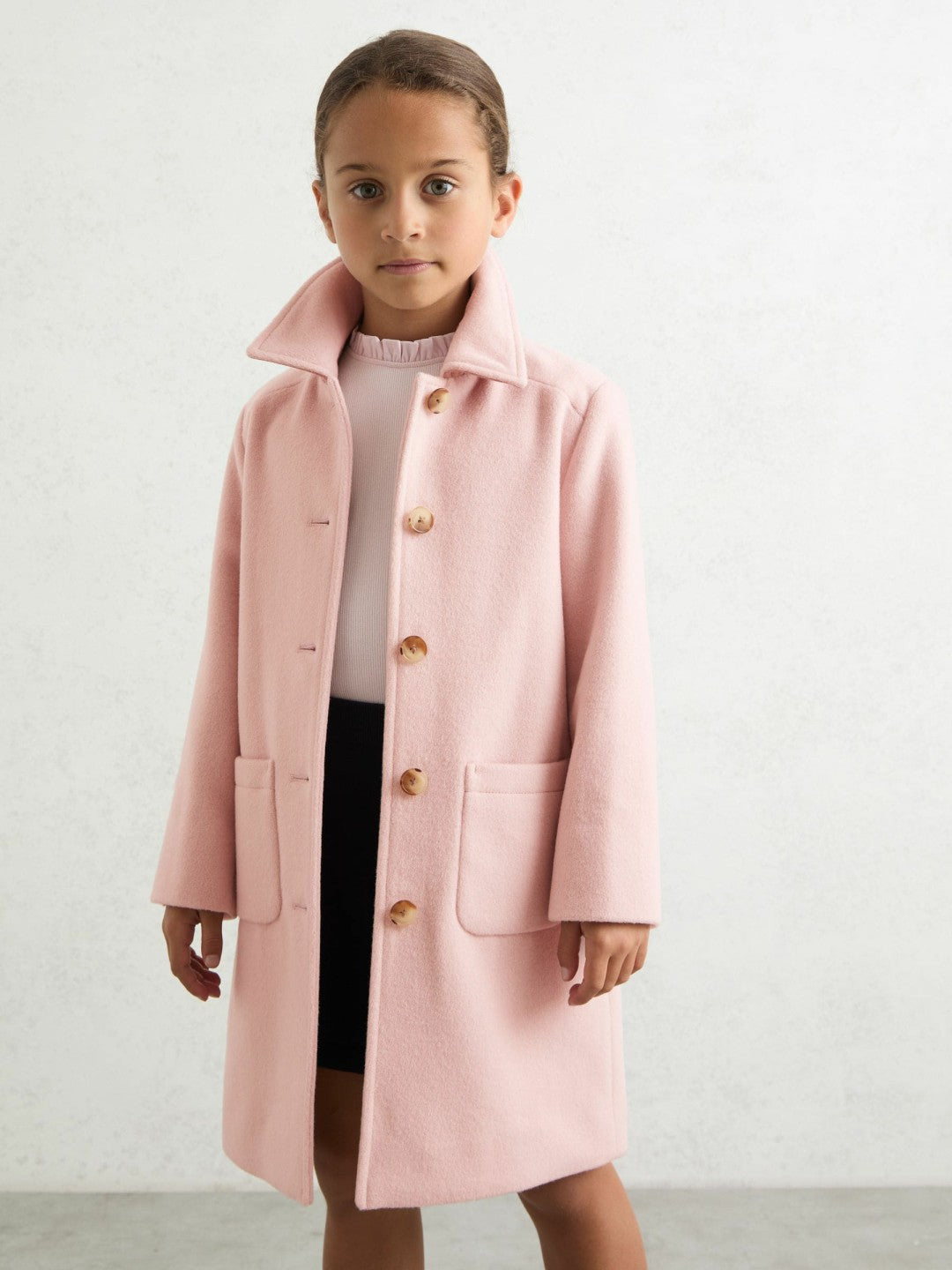 Reiss 9-13 yrs Wool-Blend Single-Breasted Coat in Pink