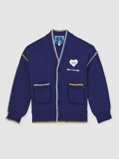 Reiss | Tom Daley Lover Knit Cardigan in Navy Blue