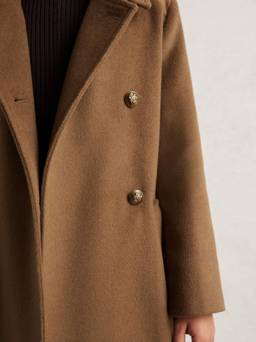 Reiss 3-9 yrs Wool-Blend Double-Breasted Coat in Camel
