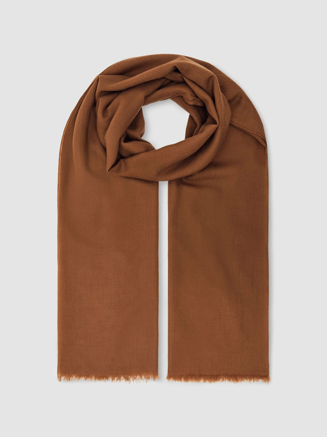 Reiss Wool-Cashmere Lightweight Scarf in Camel