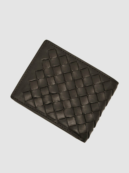 Reiss Leather Large Lattice-Effect Wallet in Dark Brown