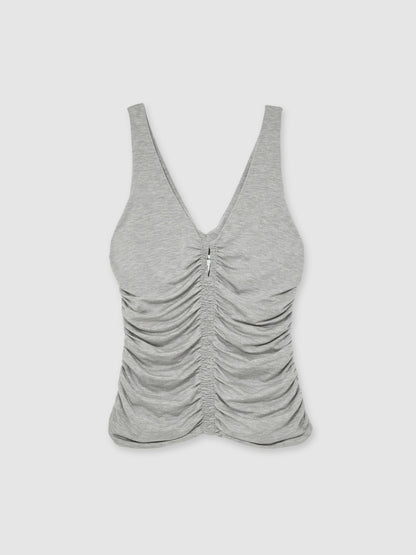Reiss Stretch Lyocell Jersey Ruched Vest in Silver Grey