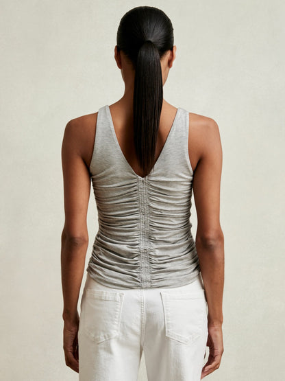 Reiss Stretch Lyocell Jersey Ruched Vest in Silver Grey