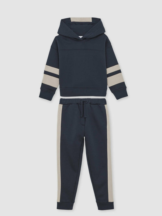 Reiss Cotton-Blend Joggers and Hoodie Set in Navy
