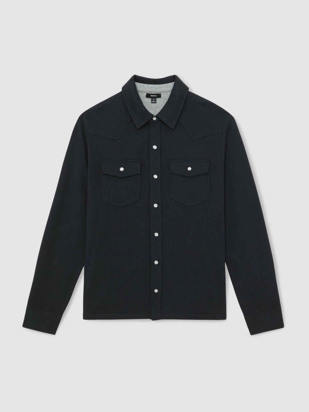 Reiss Cotton-Cashmere Western Knitted Shirt in Navy