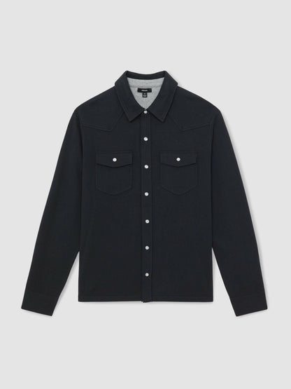 Reiss Cotton-Cashmere Western Knitted Shirt in Navy