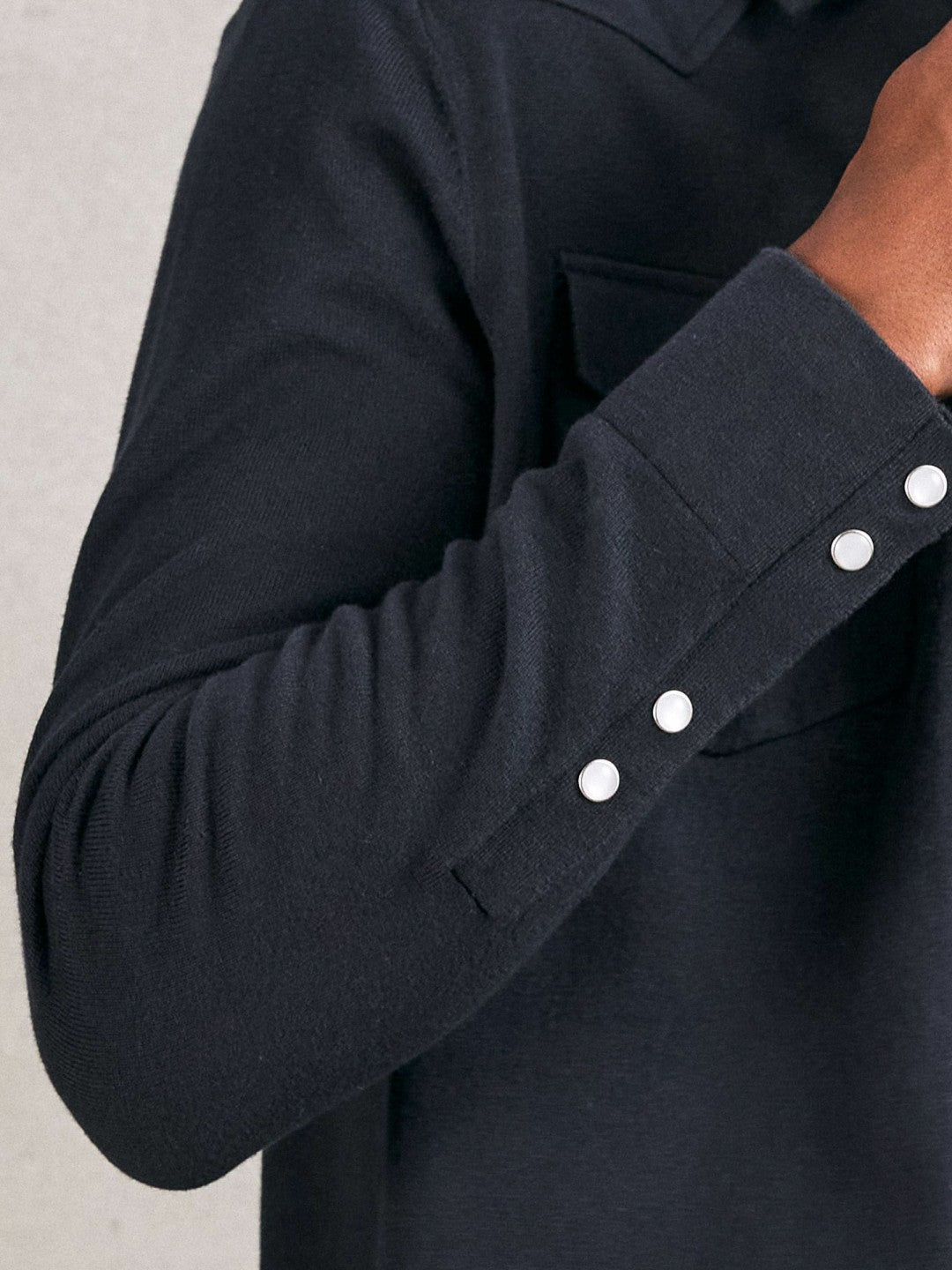 Reiss Cotton-Cashmere Western Knitted Shirt in Navy