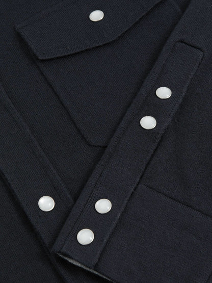 Reiss Cotton-Cashmere Western Knitted Shirt in Navy