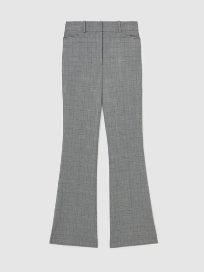 Reiss Petite Check Flared Suit Trousers in Grey