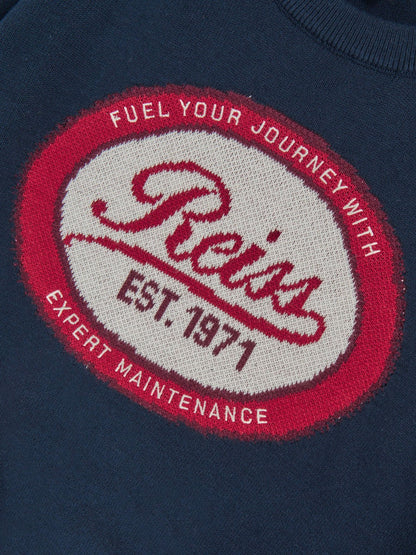 Reiss 9-13 yrs Cotton Motor Cars Logo Jumper in Navy