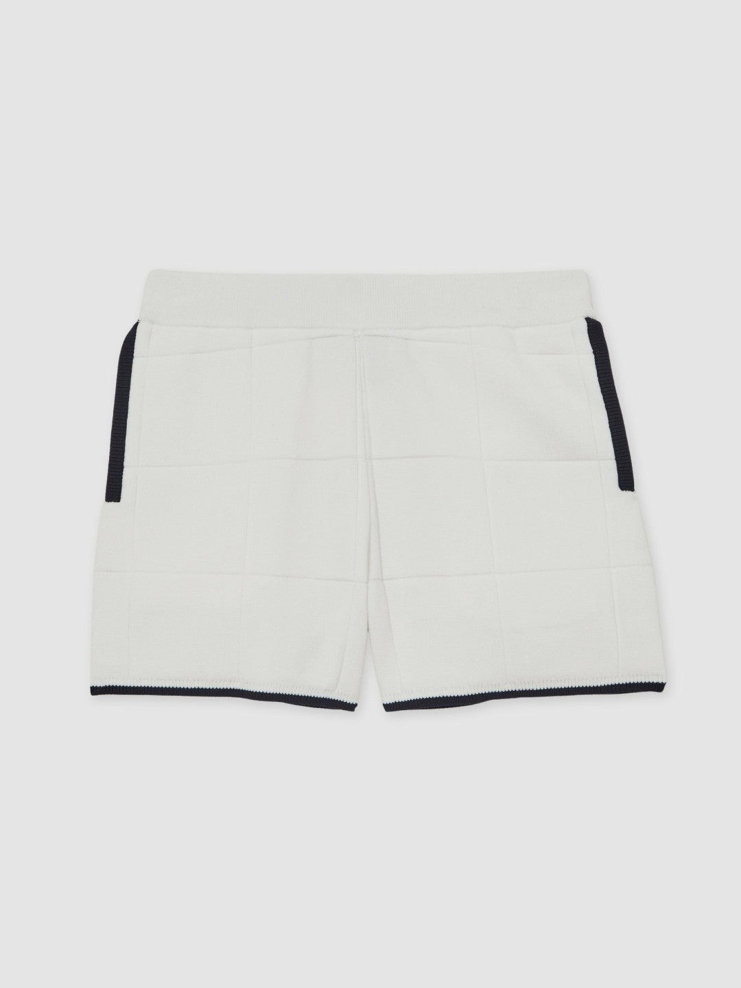 Reiss 3-9 yrs Tipped Knit Stitch-Detail Shorts in White/Navy