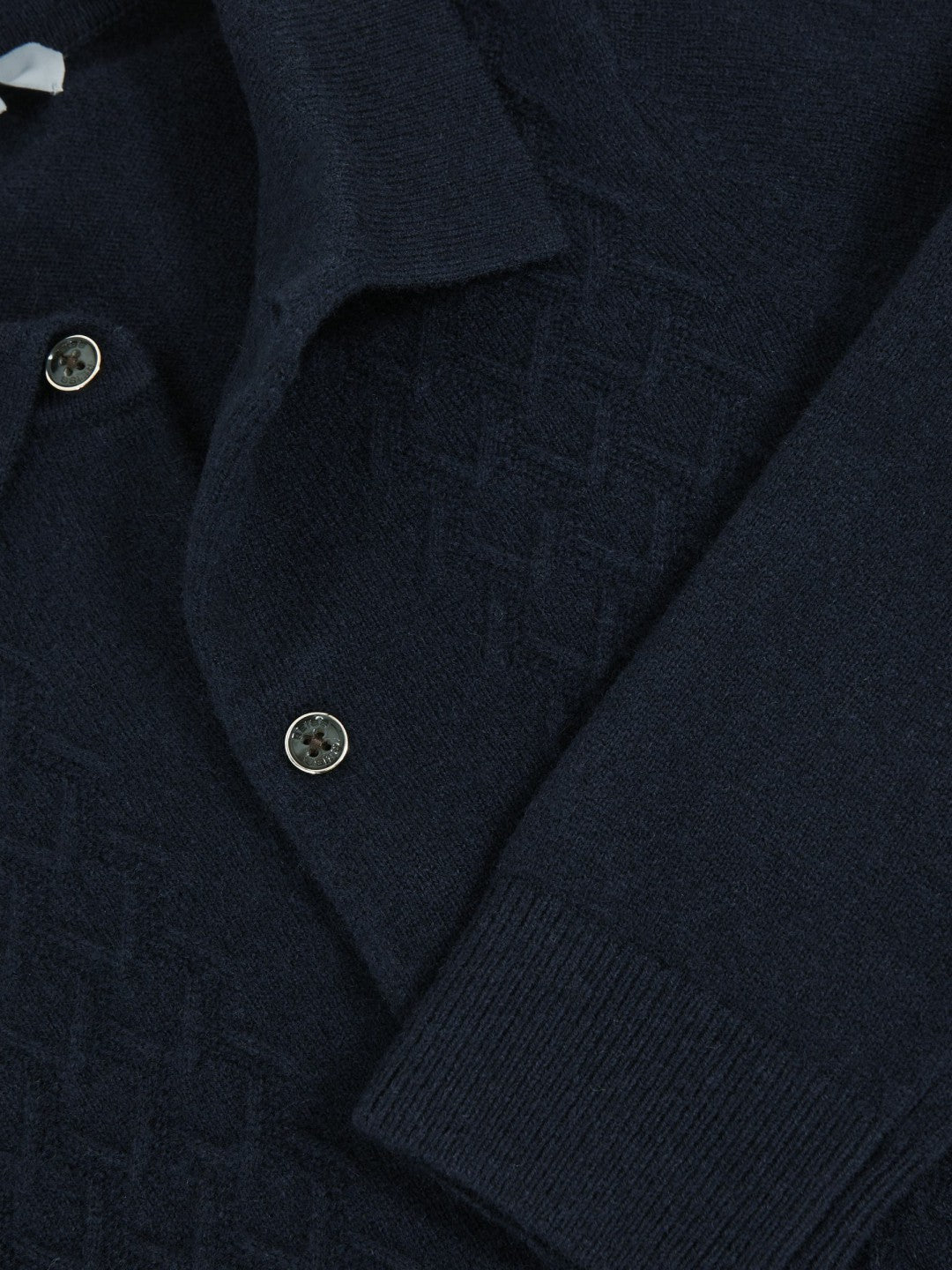 Reiss 9-13 yrs Wool V-Stitch Button-Through Cardigan in Navy Blue