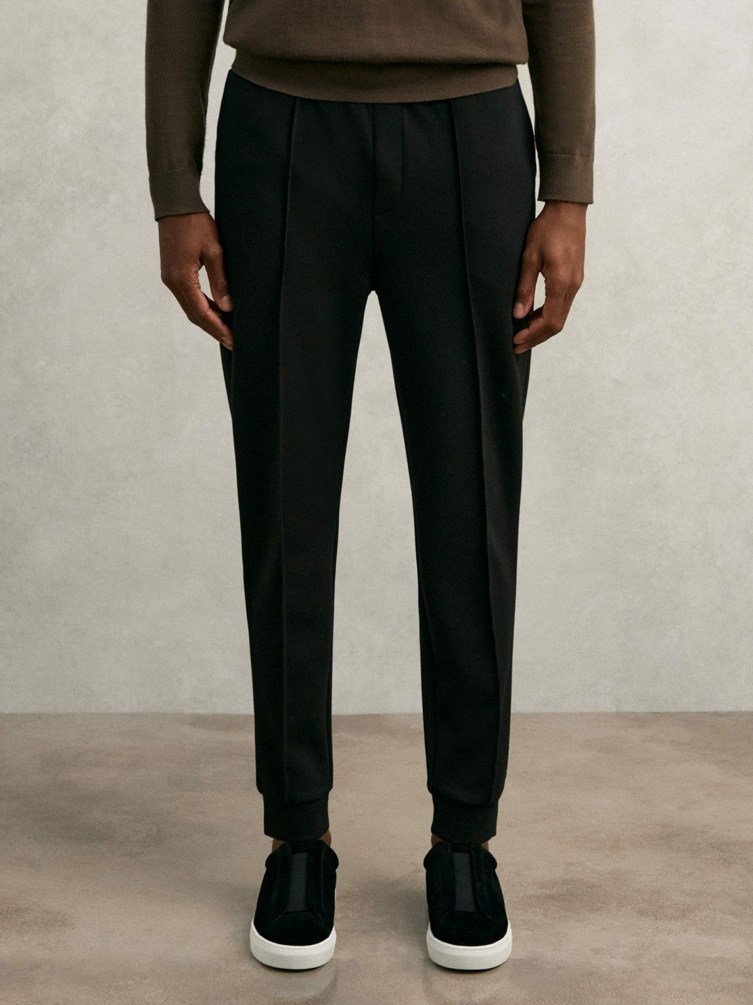 Reiss Interlock Drawstring Joggers in Black