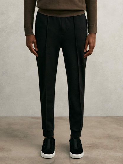 Reiss Interlock Drawstring Joggers in Black