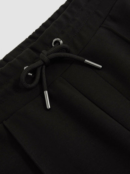 Reiss Interlock Drawstring Joggers in Black