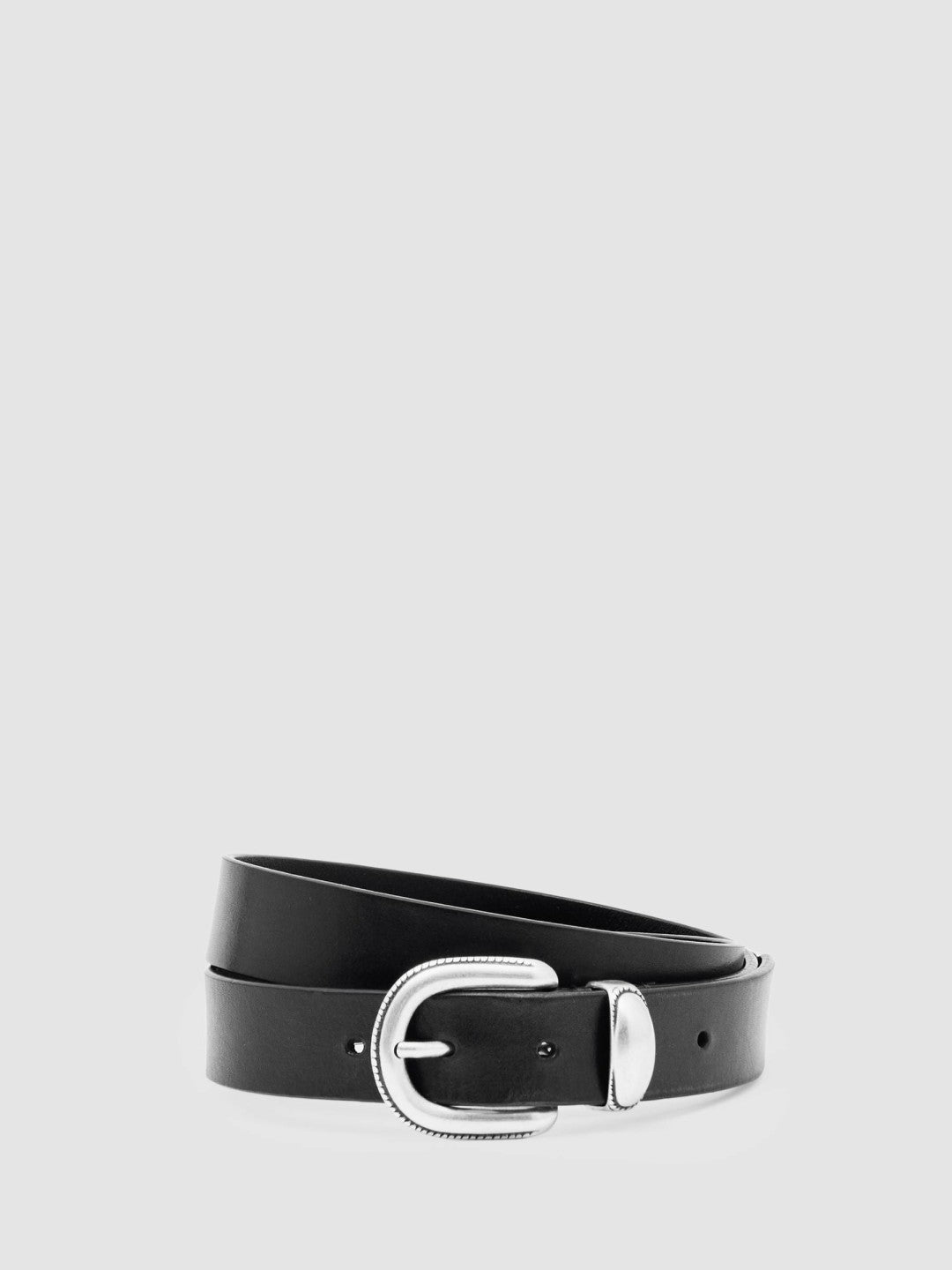 Reiss Leather Western Belt in Black