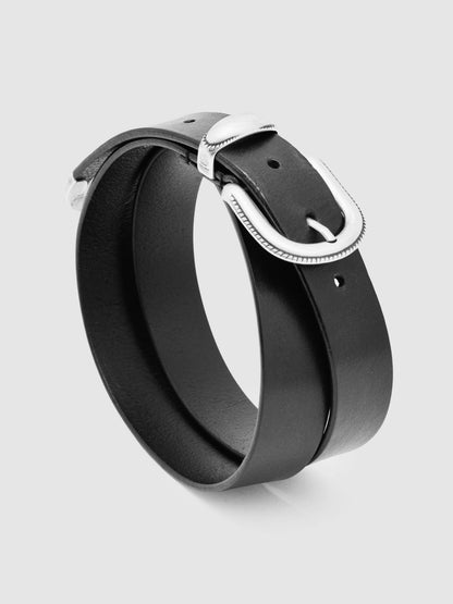 Reiss Leather Western Belt in Black